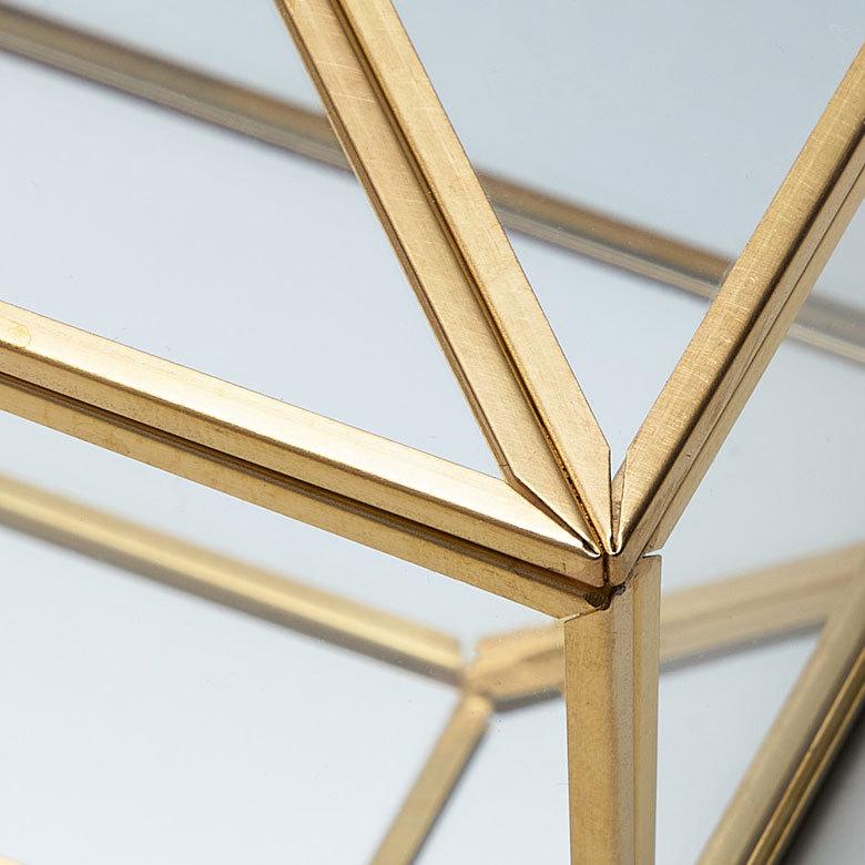 ティッシュ ケース ボックス ガラス 真鍮 ふた 付 約 W 22cm D 11.5cm H 6.2cm カバー 滑り止め 卓上 収納 アンティーク 風 おしゃれ 北欧 雑貨 アジアン 67110 | ブランド登録なし | 03