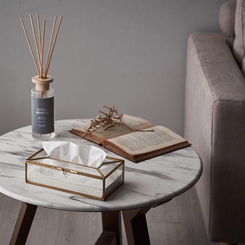 ティッシュ ケース ボックス ガラス 真鍮 ふた 付 約 W 22cm D 11.5cm H 6.2cm カバー 滑り止め 卓上 収納 アンティーク 風 おしゃれ 北欧 雑貨 アジアン 67110 | ブランド登録なし | 05