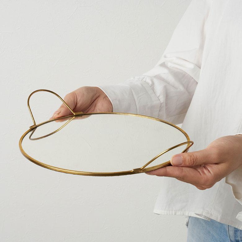 ミラー トレー トレイ 鏡 ガラス 真鍮 ゴールド 直径22cm アクセサリー 小物 入れ 収納 デコレーション ディスプレイ おしゃれ 北欧 雑貨 アジアン 雑貨 67125 | ブランド登録なし | 16