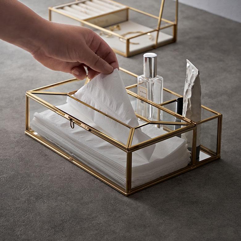 ティッシュ ケース ボックス リモコン ラック ガラス 真鍮 ふた 付き リビング 小物  収納 カバー おしゃれ 北欧 リゾート 雑貨 インテリア アジアン 67149 | ブランド登録なし | 10