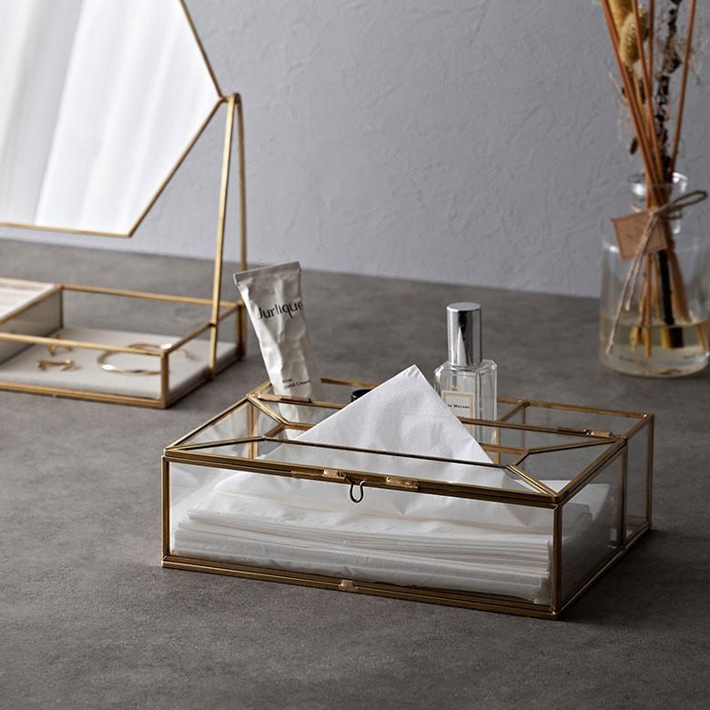 ティッシュ ケース ボックス リモコン ラック ガラス 真鍮 ふた 付き リビング 小物  収納 カバー おしゃれ 北欧 リゾート 雑貨 インテリア アジアン 67149 | ブランド登録なし | 11