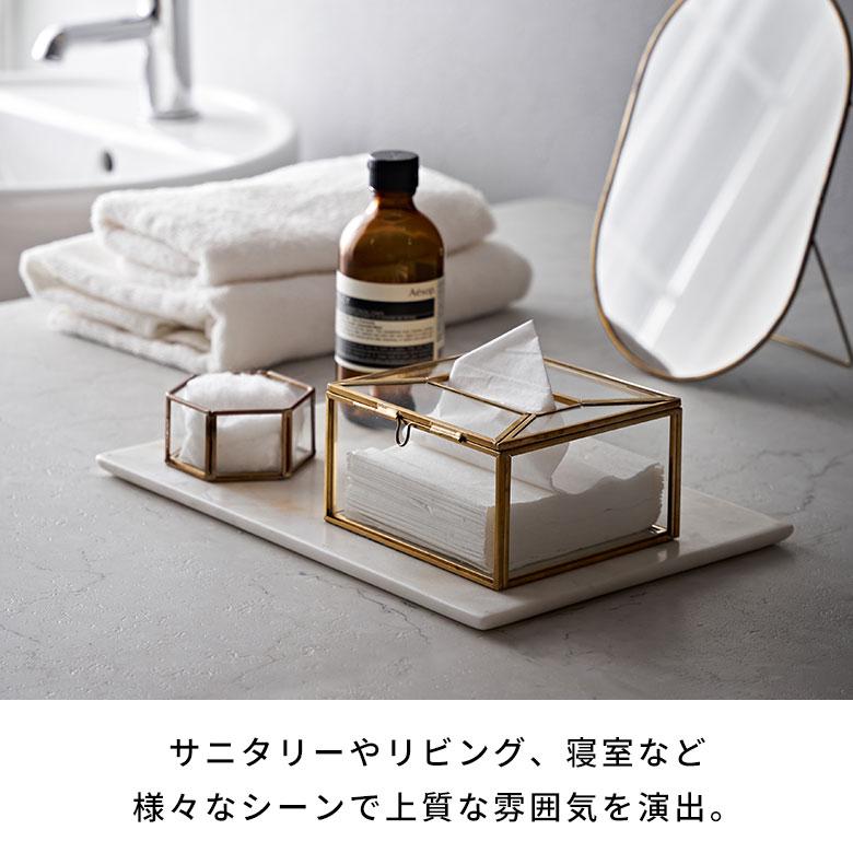 ティッシュ ケース ボックス ハーフ サイズ ガラス 真鍮 ふた 付き コンパクト カバー ポケット おしゃれ 北欧 リゾート 雑貨 インテリア アジアン 67150 | ブランド登録なし | 05