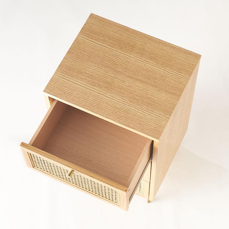 ラタン チェスト 木製 幅45cm 収納 3段 ウォールナット 収納棚