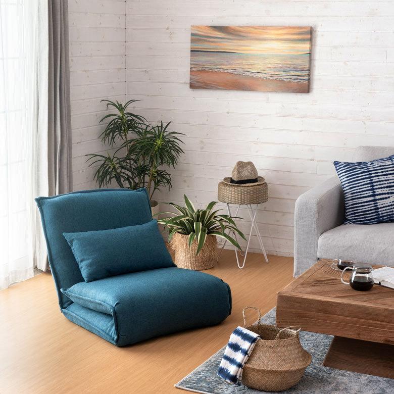 フロアソファ クッション付き 6段階 リクライニング 一人掛け