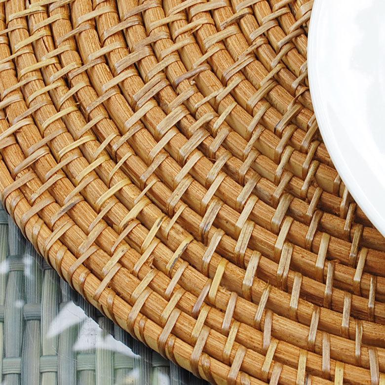 ラタン編み アジアン ランチョンマット 円形40cmタイプ 7563 : アジア