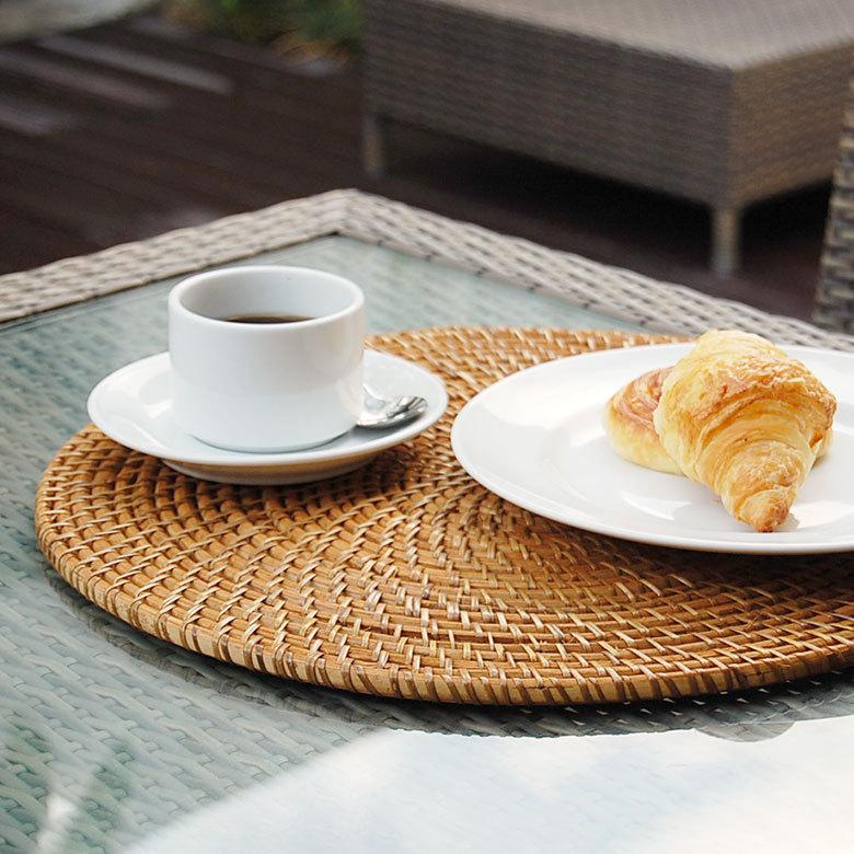 ラタン編み アジアン ランチョンマット 円形40cmタイプ 7563 : アジア