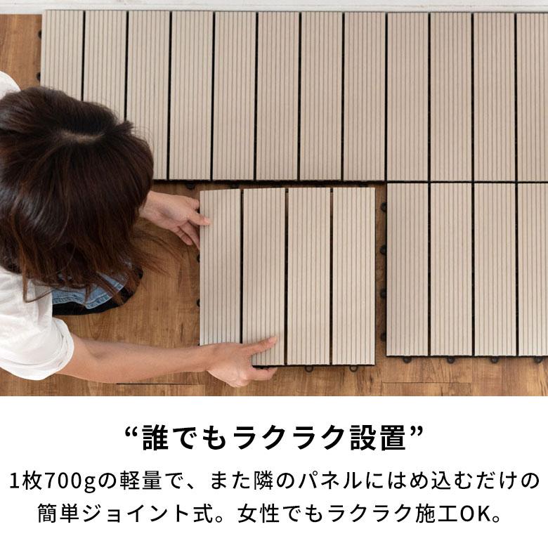 ウッドデッキ タイル 人工木 20枚セット ブラウン 83302 : アジア工房