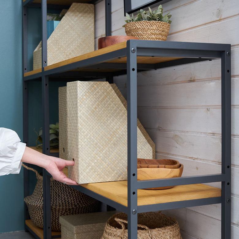 オープン ラック 幅84cm 4段 無垢 木製 ウッド Hus ヒュース 収納 棚