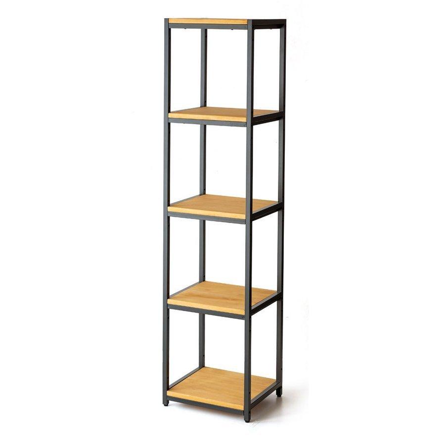 【完成品】ナチュラルウッドとブラックの5段オープンシェルフ 完成品】ナチュラルウッドとブラックの5段オープンシェルフ 完成品