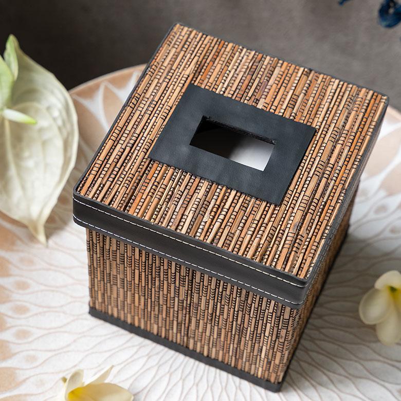 トイレットペーパーケース パームリディ 天然素材 約 W 15 × D 15 × H 15 cm ホルダー カバー ボックス ティッシュ ロール 収納 インテリア　四角形 8423 | ブランド登録なし | 01