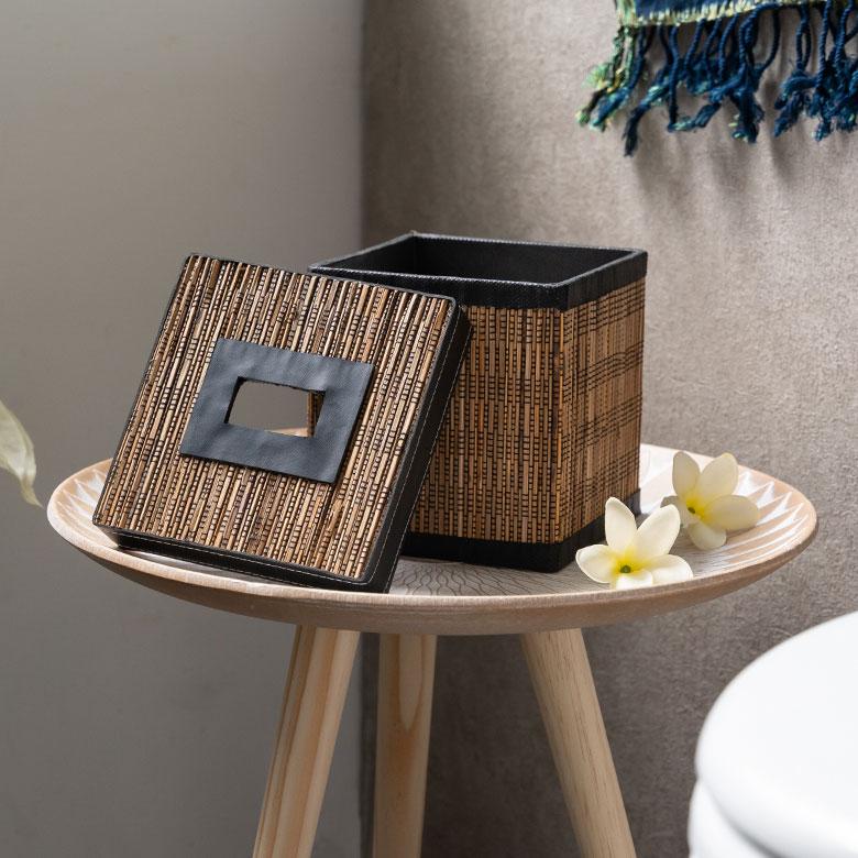 トイレットペーパーケース パームリディ 天然素材 約 W 15 × D 15 × H 15 cm ホルダー カバー ボックス ティッシュ ロール 収納 インテリア　四角形 8423 | ブランド登録なし | 07