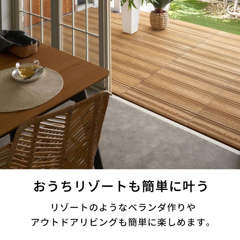 ウッド デッキ タイル 人工木 樹脂 ロング ワイド 4枚セット パネル ジョイント 床 フロア ベランダ ガーデン 庭 DIY おしゃれ ...