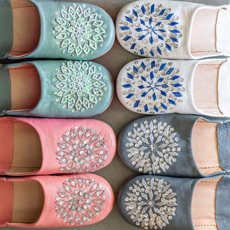 バブーシュ ビーズ 刺繍 スパンコール 革 90043 : アジア工房 - 通販