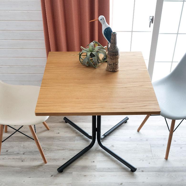 カフェ風テーブル 木製 スチール ナチュラル ブラウン 正方形 幅75cm