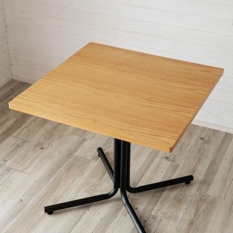 カフェ風テーブル 木製 スチール ナチュラル ブラウン 正方形 幅75cm 高さ70cm カフェテーブル ダイニングテーブル カウンターテーブル 食卓 一本脚 75角 2人掛｜asia-kobo｜05