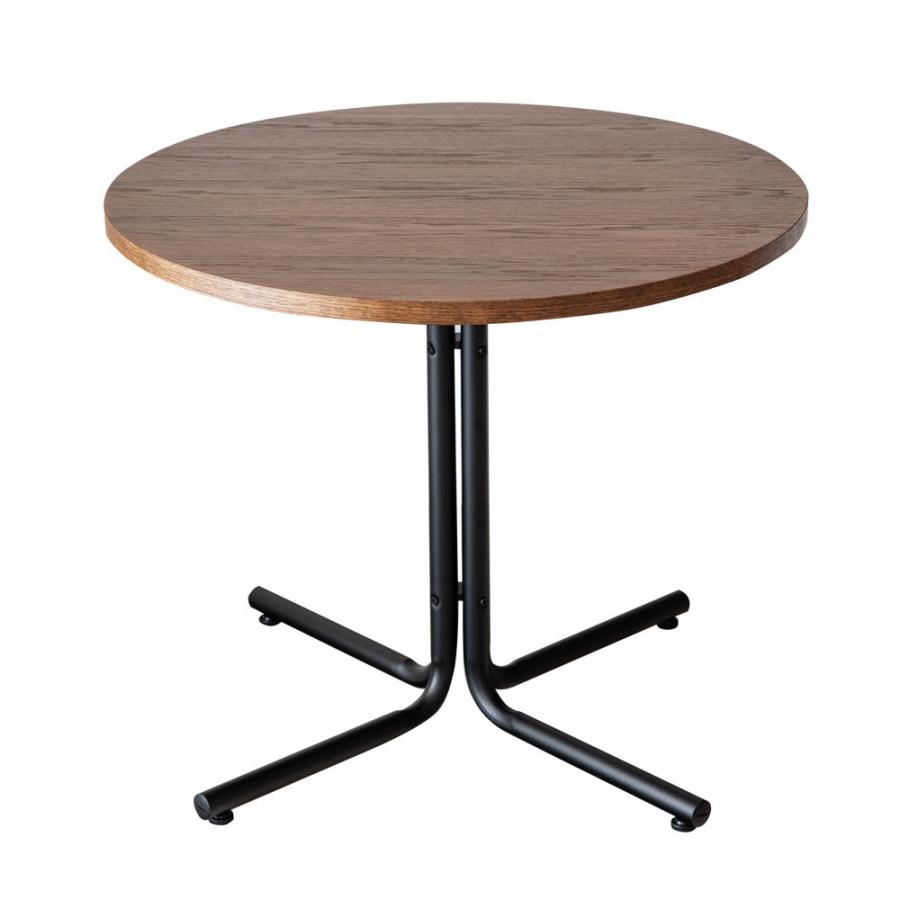 カフェ風テーブル 木製 スチール ブラウン ラウンド 直径80cm カフェ