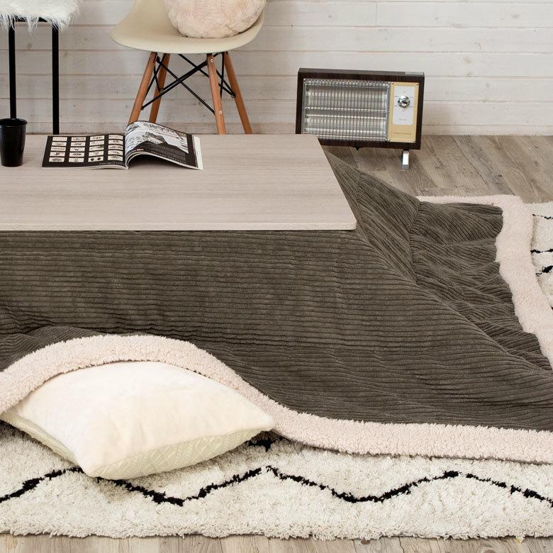 こたつ布団 正方形 190×190cm グレー コーデュロイ [91365]【 こたつ