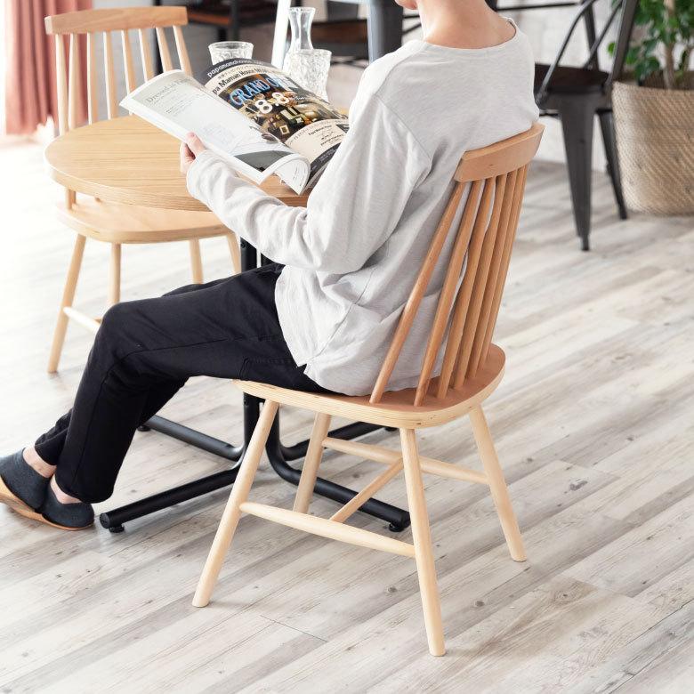 ダイニングチェア 木製 ウィンザーチェア 完成品 ナチュラル 座