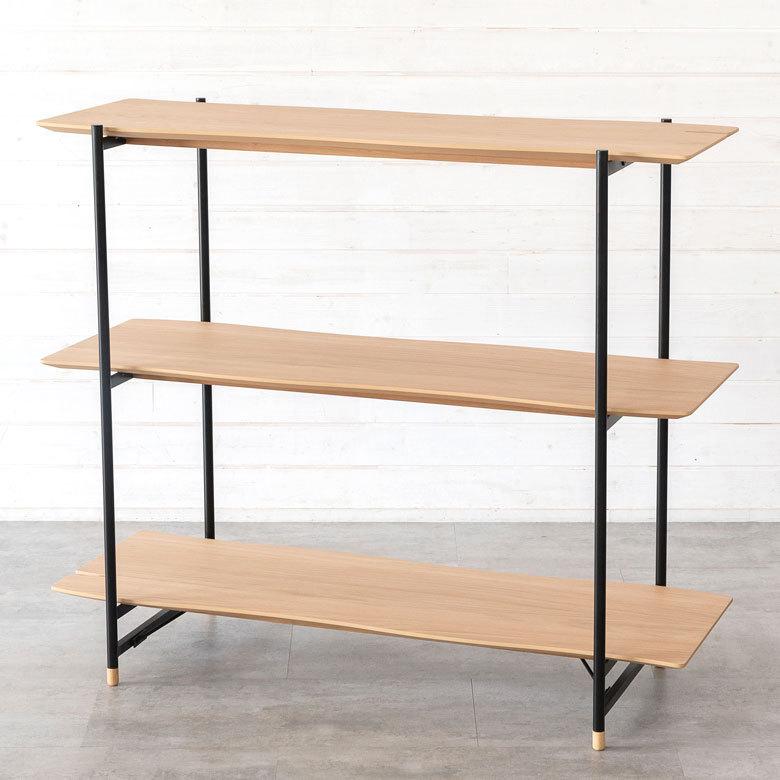 東谷 シェルフ 棚 3段 木製 スチール ナチュラル ブラウン W 108 × D