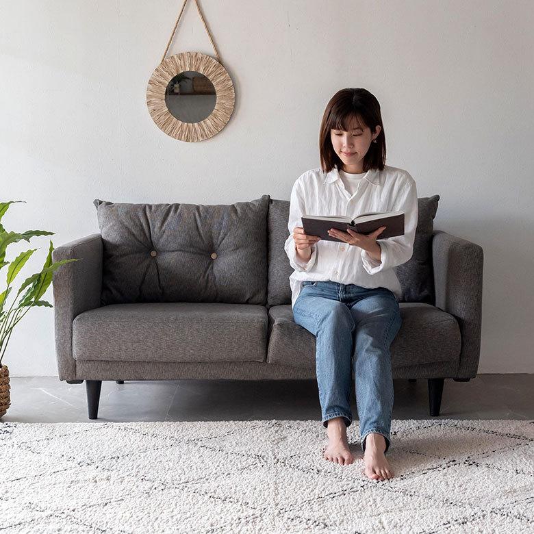 東谷 ソファ 2人掛け ファブリック W 144 × D 80 グレー 2P コンパクト