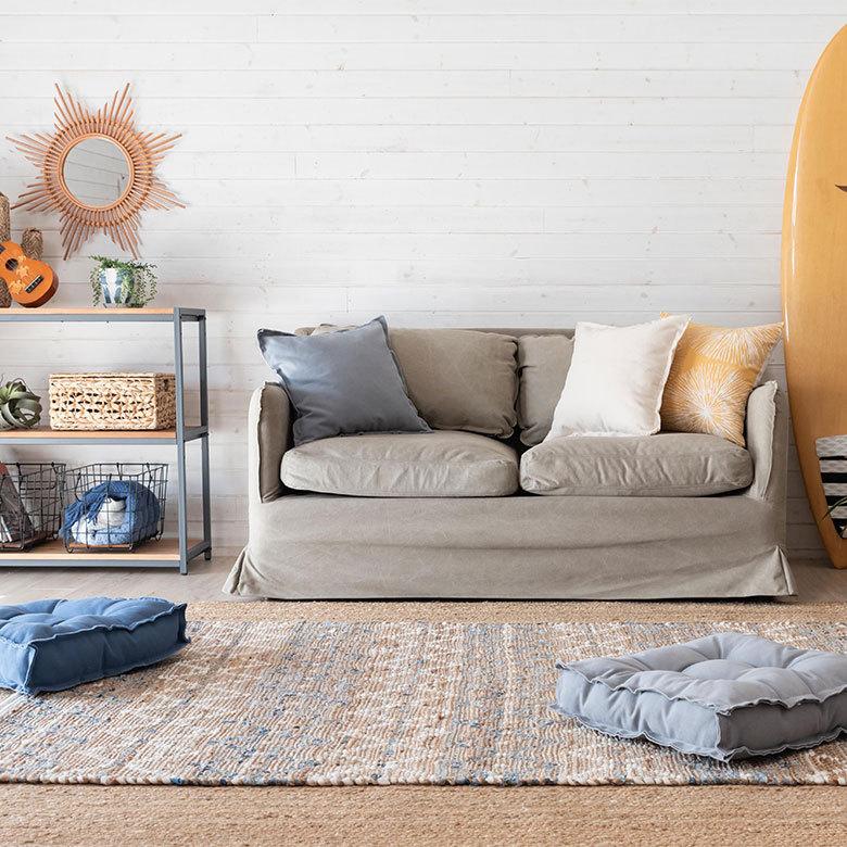 東谷 ソファ 二人掛け ファブリック フェザー W 150 × D 85 cm グレー