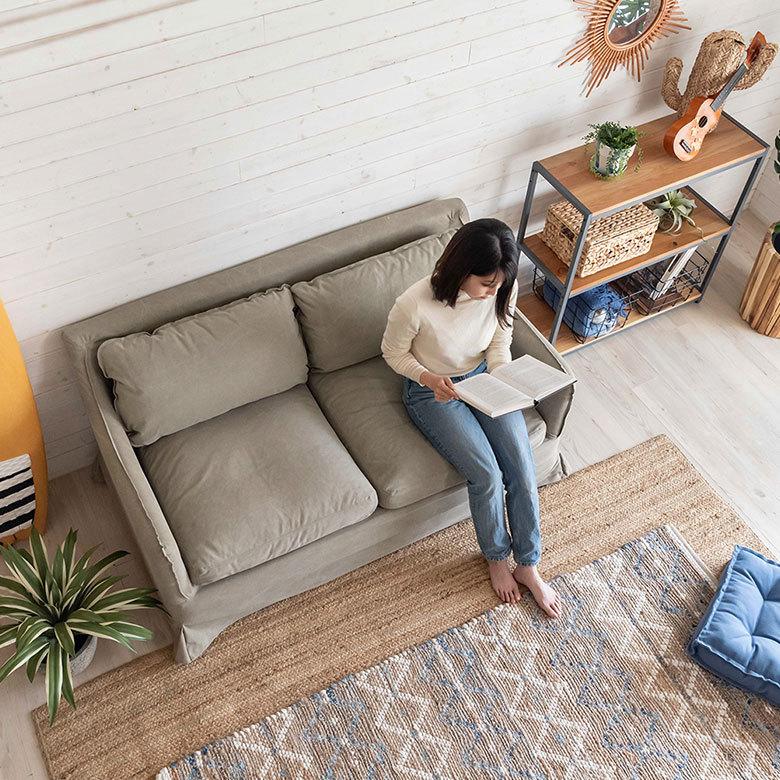 東谷 ソファ 二人掛け ファブリック フェザー W 150 × D 85 cm グレー