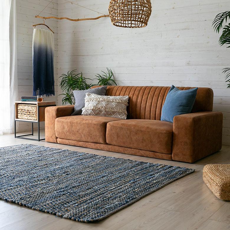 東谷 ソファ 2.5人掛け クロスレザー ポリエステル スチール脚 W 182