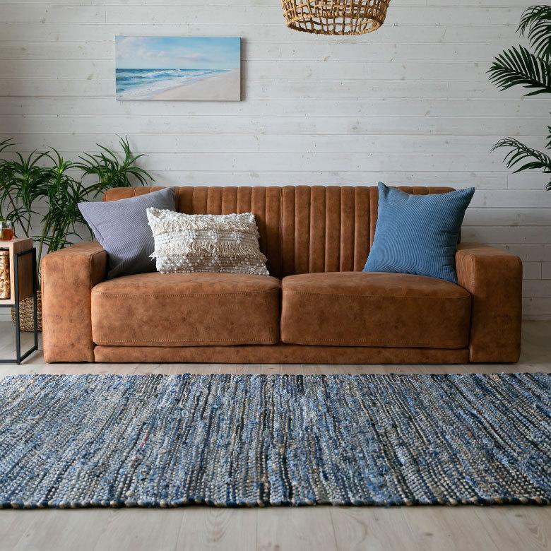 東谷 ソファ 2.5人掛け クロスレザー ポリエステル スチール脚 W 182