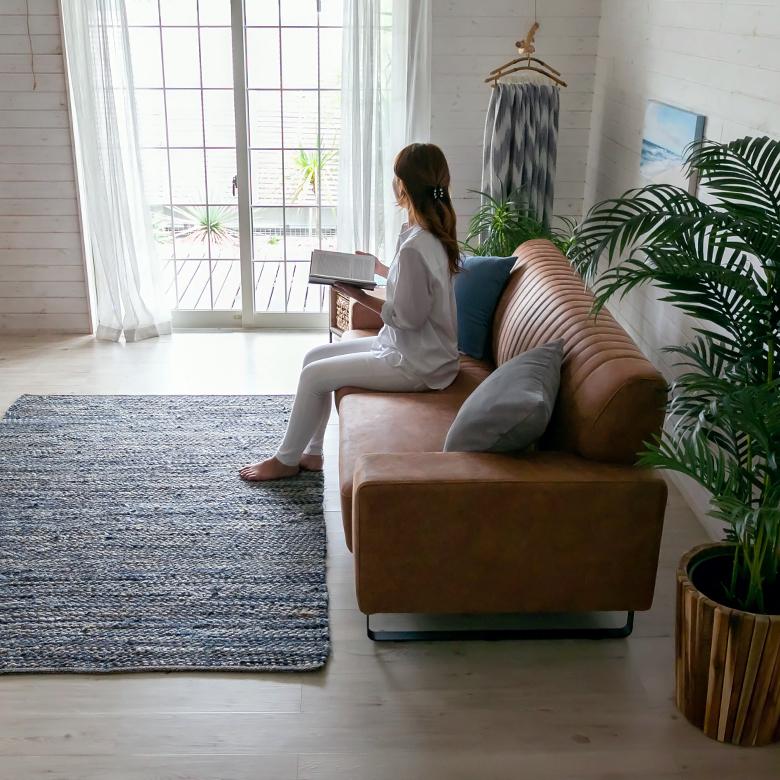 東谷 ソファ 2.5人掛け クロスレザー ポリエステル スチール脚 W 182