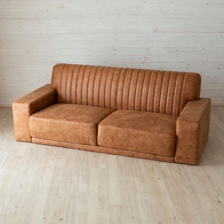 東谷 ソファ 2.5人掛け クロスレザー ポリエステル スチール脚 W 182