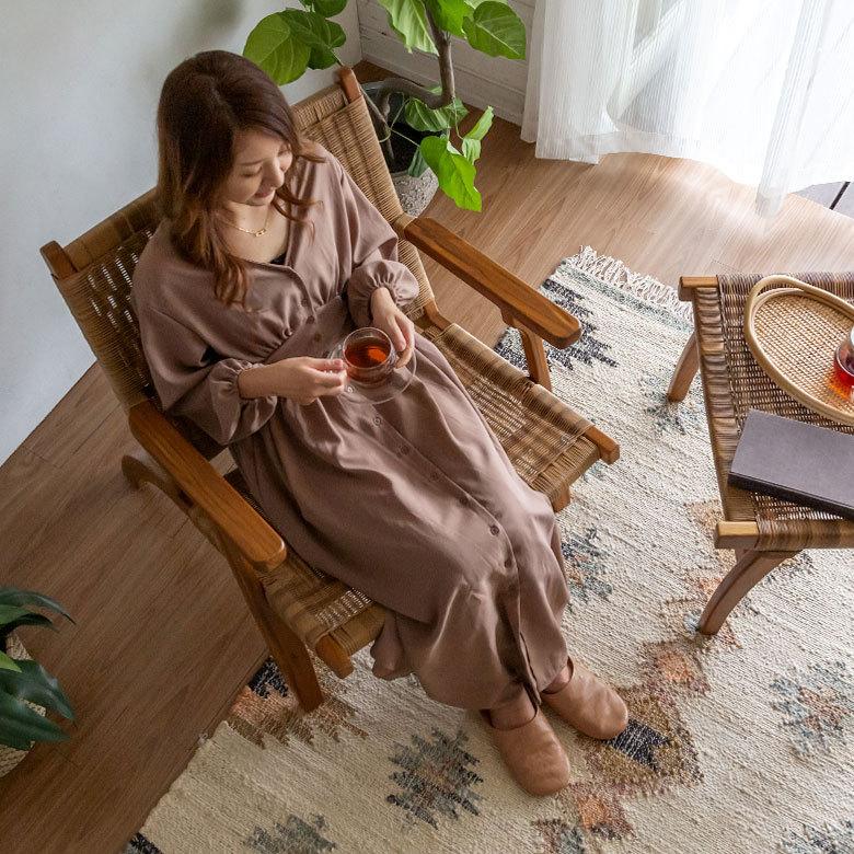 チェア 1人掛け 1P アーム付き 肘掛付き オットマン付き W 70 × D 77 H いす 椅子 アームチェア 91530 | 東谷 | 04