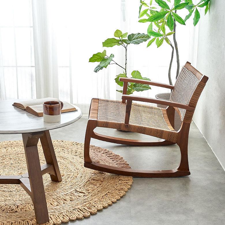 ロッキング チェア 椅子 ラタン調 チーク 材 屋内 室内 イス chair 家具 リビング インテリア 天然木 ロー 北欧 カントリー おしゃれ リラックス アジアン 91552 |  | 15