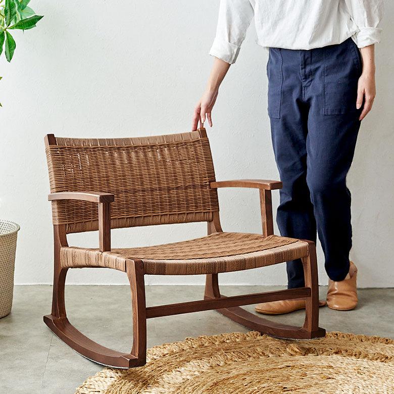 ロッキング チェア 椅子 ラタン調 チーク 材 屋内 室内 イス chair 家具 リビング インテリア 天然木 ロー 北欧 カントリー おしゃれ リラックス アジアン 91552 |  | 06