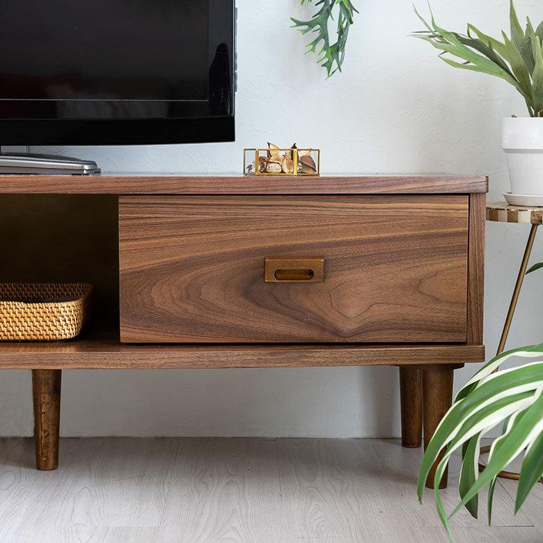 テレビ ボード TV 台 ラック 120cm 幅 天然木 ウォルナット