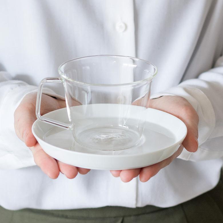 コーヒーカップ＆ソーサー 耐熱ガラス 磁器製受け皿 220ml 電子レンジOK ガラス み 92095 |  | 03