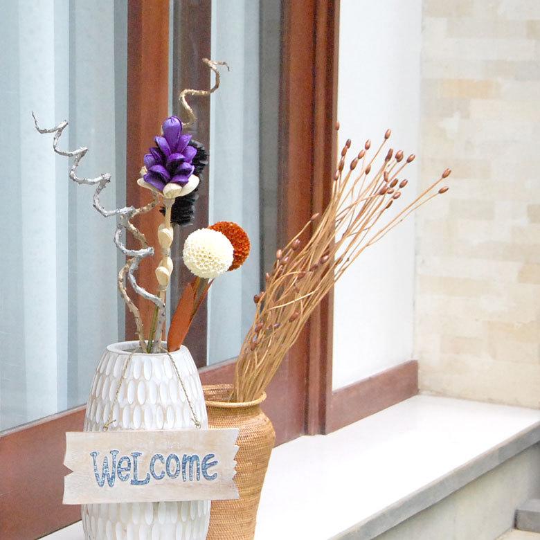 ヤシの葉 アジアン ボールフラワーオブジェ アイボリー色 9327 |  | 06