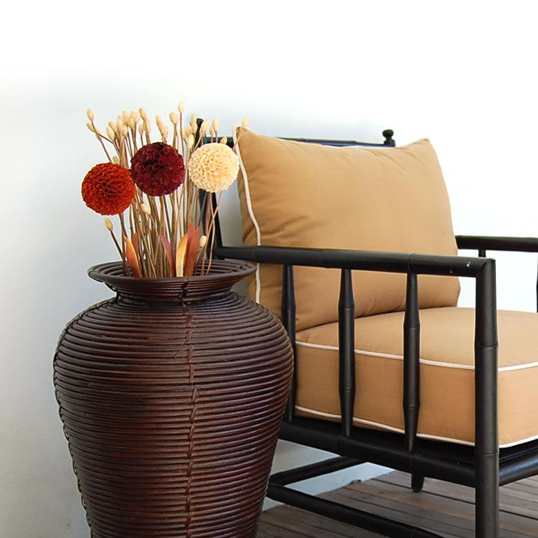 ヤシの葉 アジアン ボールフラワーオブジェ ワインレッド色 9328 |  | 06