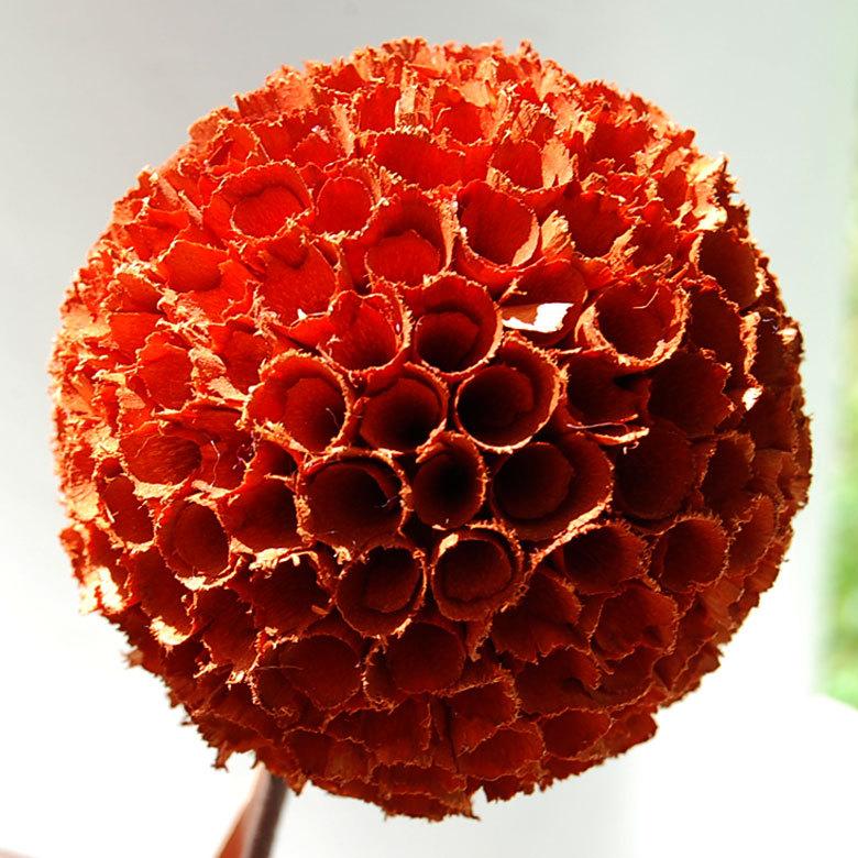 ヤシの葉 アジアン ボールフラワーオブジェ オレンジ色 9329 |  | 01