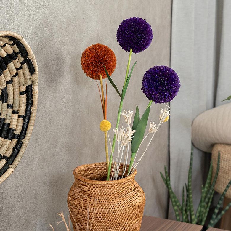 ヤシの葉 アジアン ボールフラワーオブジェ オレンジ色 9329 |  | 12