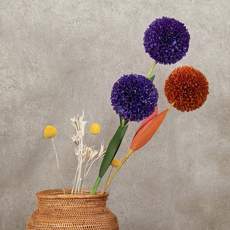 ヤシの葉 アジアン ボールフラワーオブジェ オレンジ色 9329 |  | 02