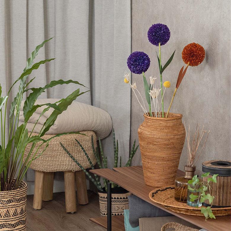 ヤシの葉 アジアン ボールフラワーオブジェ オレンジ色 9329 |  | 06