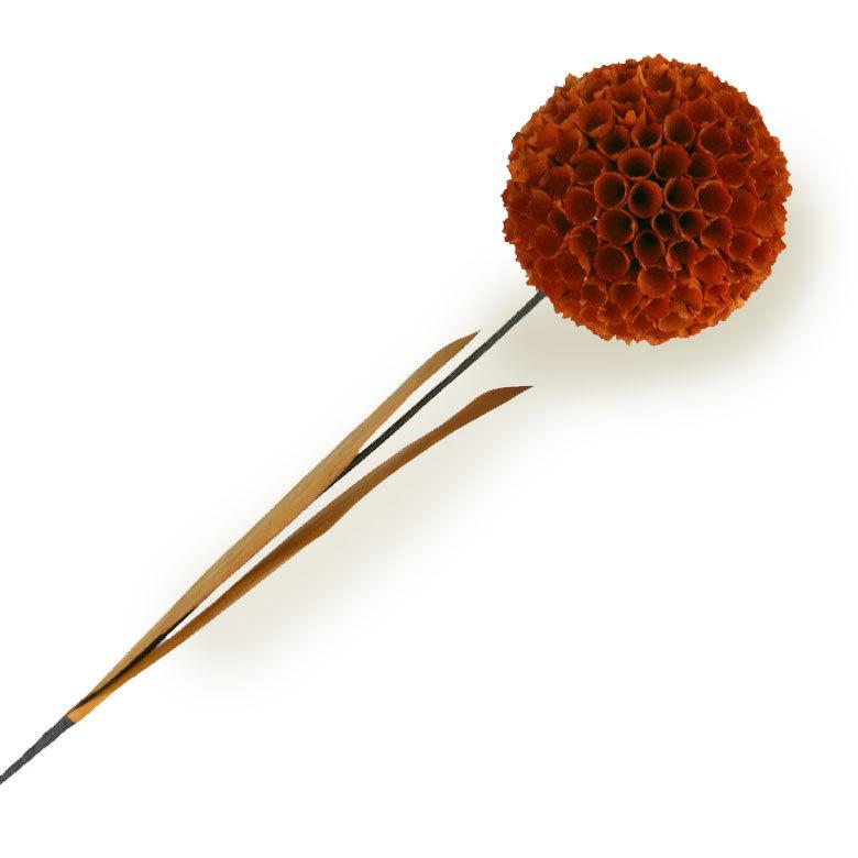 ヤシの葉 アジアン ボールフラワーオブジェ オレンジ色 9329 |  | 09