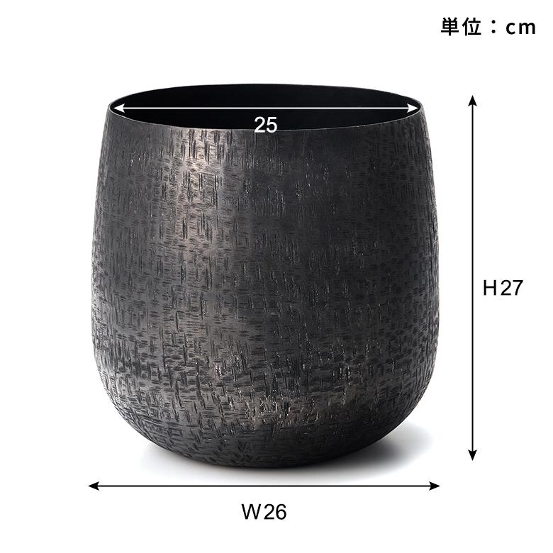 プランター カバー アルミ ポット アルミニウム 金属 8号 底穴なし 大型 Lサイズ 直径 約 26cm 高さ 27cm 植木 鉢 おしゃれ 北欧 カフェ 雑貨 アジアン 94018の画像