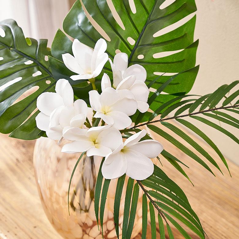 フェイク フラワー プルメリア フランジパニ 造花 枝付き 花 ホワイト