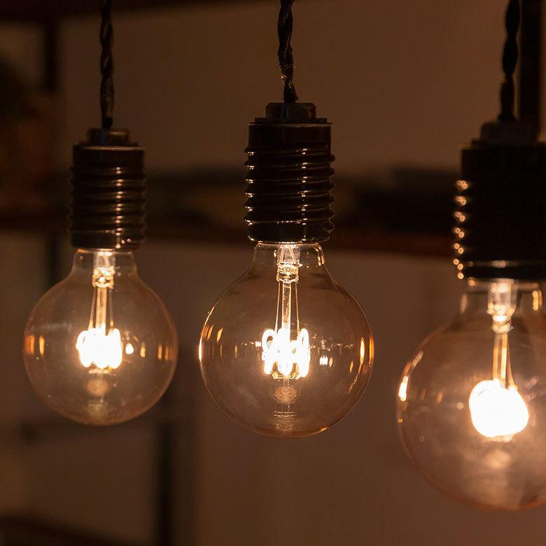 LED電球 レトロランプ エジソン型 ボール型 電球色 直径8cm E26