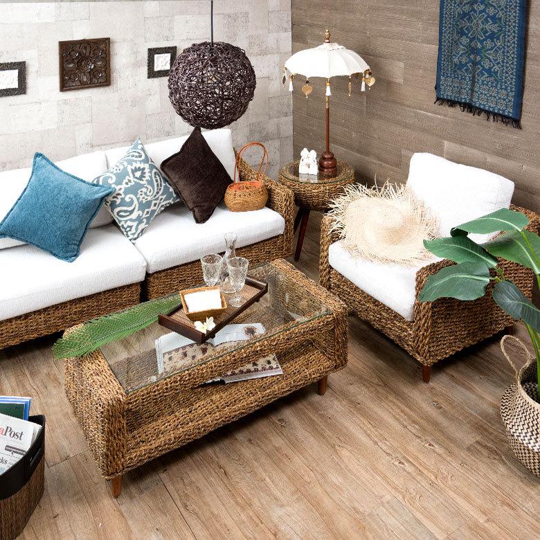 アバカ ガラステーブル(幅90) 楽天市場】テーブル ガラス アバカガラステーブルW100cm【アジアン