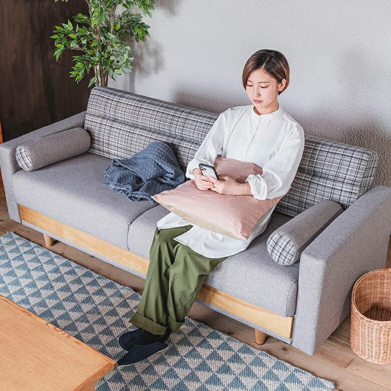 関家具 ソファ ベッド 3人掛け ロー ソファー シングル クッション