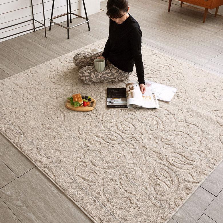 スミノエ ラグ マット 日本製 国産 185×185cm 洗える 防ダニ 床暖房