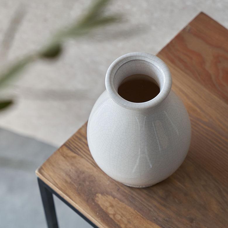 フラワー ベース 花 瓶 びん 水入れ 可 約 W 12cm D H 20cm 陶器