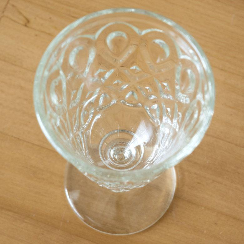 グラス 脚付き ダイヤモンドカット ガラス製 230cc ワイン クリア